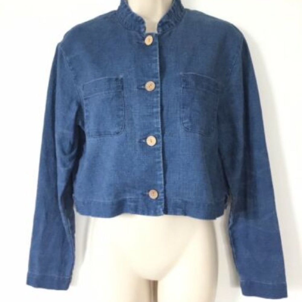 Vintage GAP Denim Cotton Mandarin Jacket S